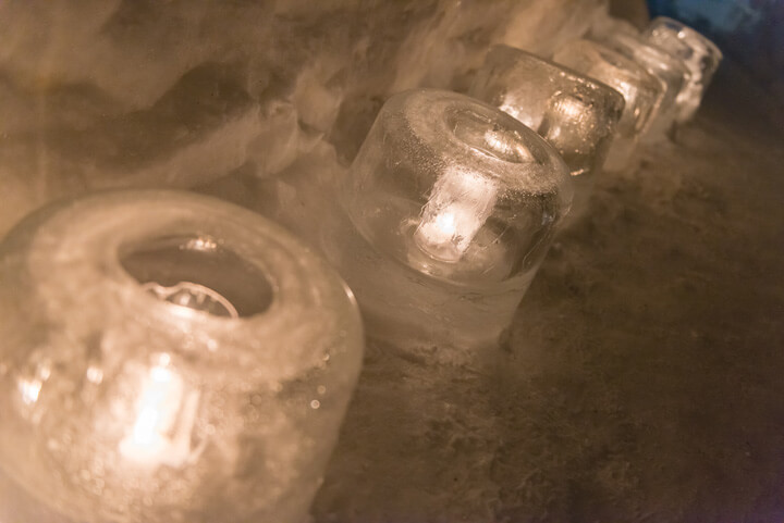 Clear ice with candles