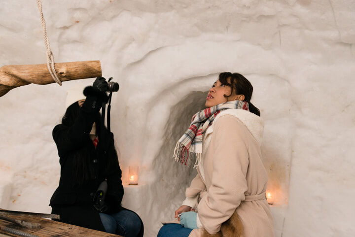 Exploring in the snow dome