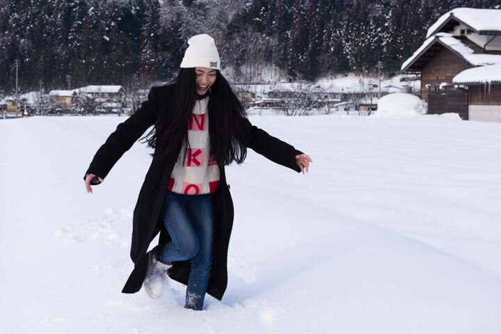 Putting footprints in fresh snow