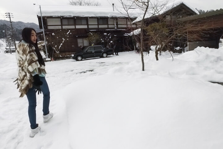 Walking on the snowy street