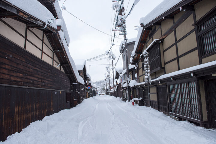 Snow-covered old town