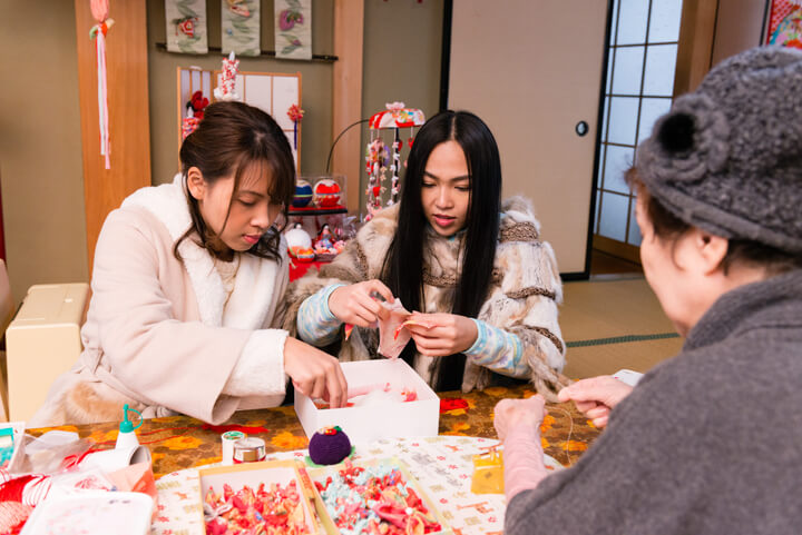 Girls making ornaments