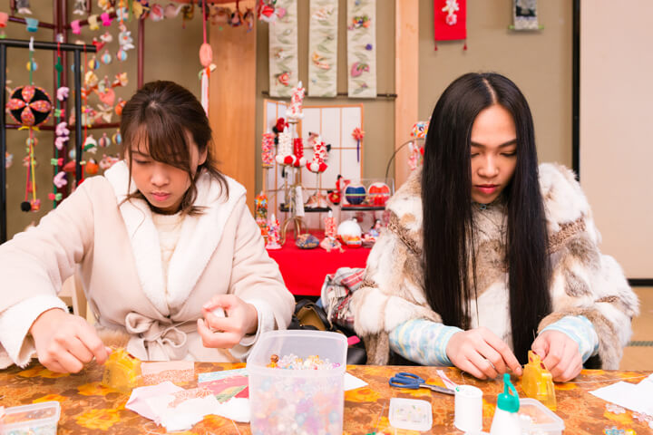 Girls making ornaments